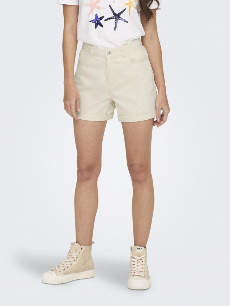 ONLVEGA LIFE HW MOM SHORTS NOO 234755 Ecru