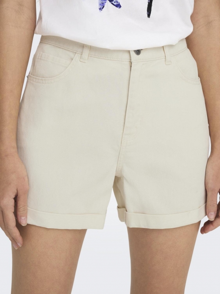 ONLVEGA LIFE HW MOM SHORTS NOO 234755 Ecru