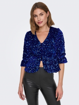 ONLANIKA SEQUIN SS BUTTON TOP 177962 Surf the