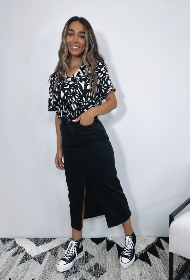 VIJAF HW MIDI DENIM SKIRT-NOOS 232175001 Black