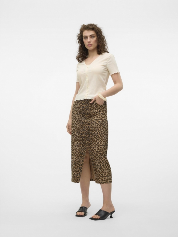 VMVERI HR LEO CALF SKIRT 192623001 Silve