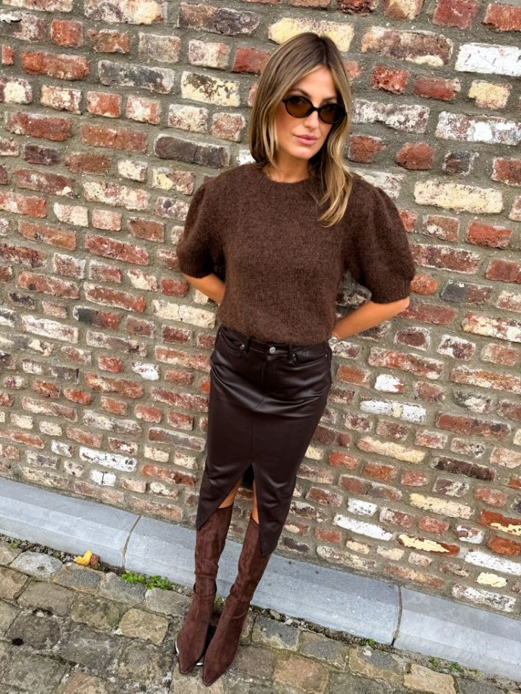 VMVERI HR CALF PL SKIRT NOOS 297957 Chocolat