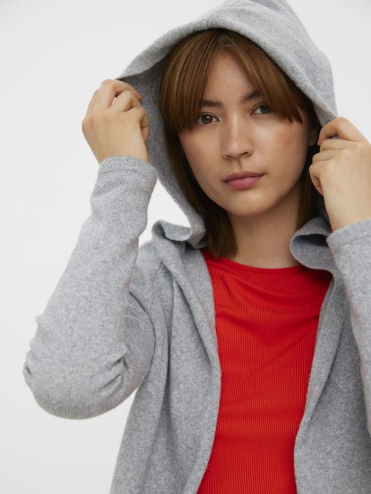 VMDOFFY LS OPEN HOOD CARDIGAN 178994 Light Gr