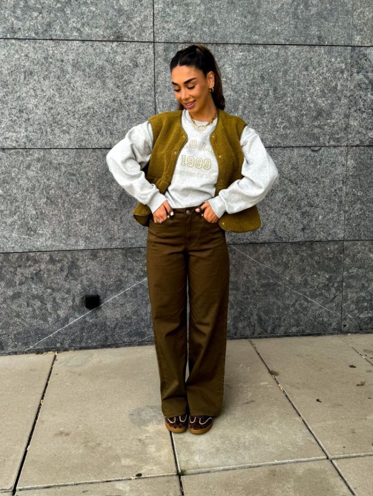 JXSARAH TOKYO LEO WIDE HW PANT 176118 Beech