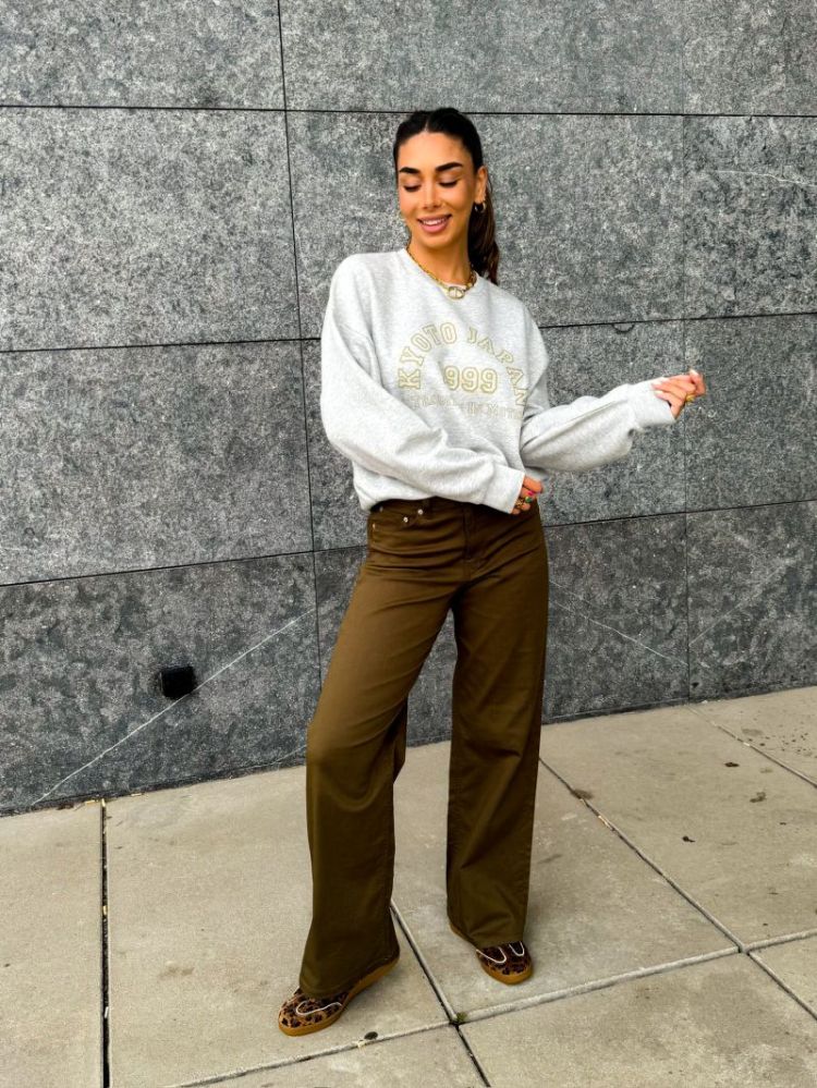 JXSARAH TOKYO LEO WIDE HW PANT 176118 Beech