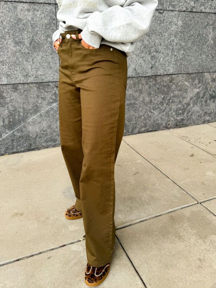 JXSARAH TOKYO LEO WIDE HW PANT 176118 Beech
