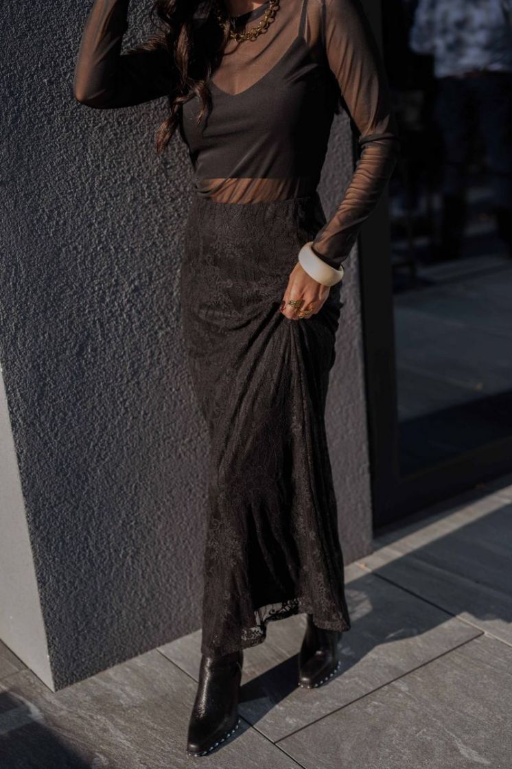 VIFEMMA HW LACE ANKLE SKIRT 295042 Black Be