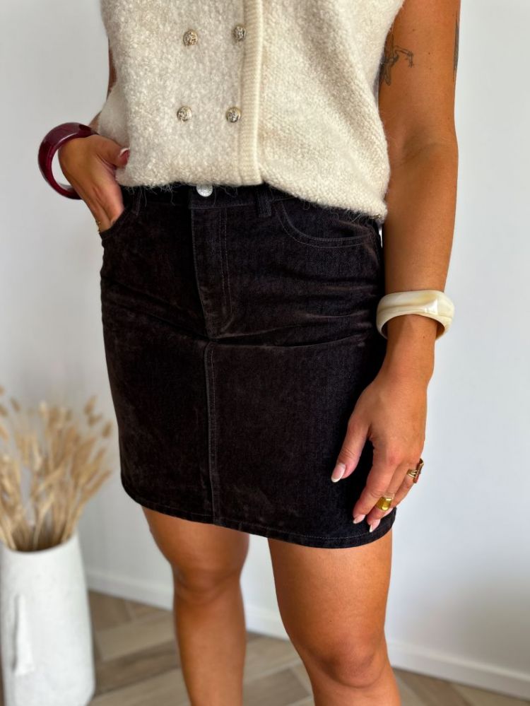 JXMIA FLOCK SHORT DENIM SKIRT  303387 Brown De