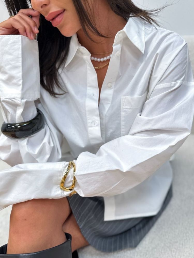 JXHENNA LS POPLIN PATCH SHIRT  177632 Blanc de