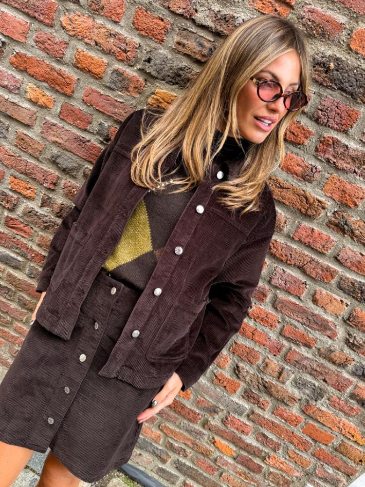 VMJAMIE LS CORDUROY SHACKET MI 297957 Chocolat