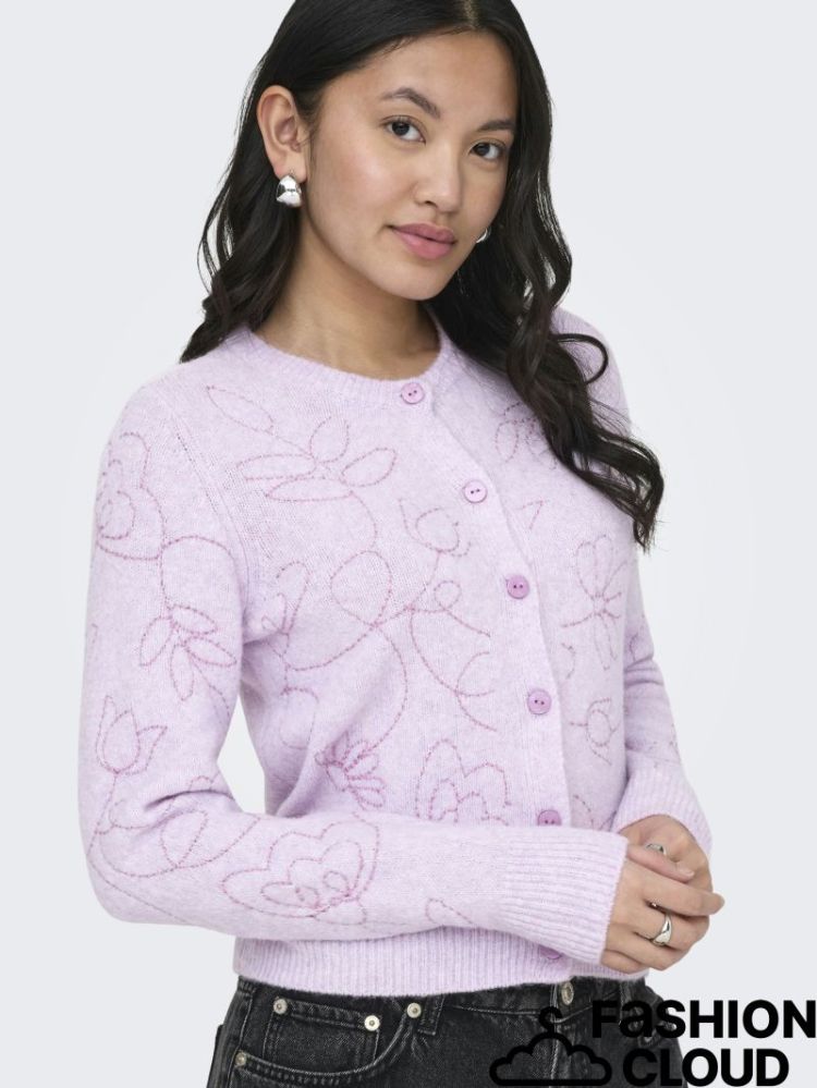 ONLSOLA LS EMB O-NECK CARDIGAN 211732003 Pale