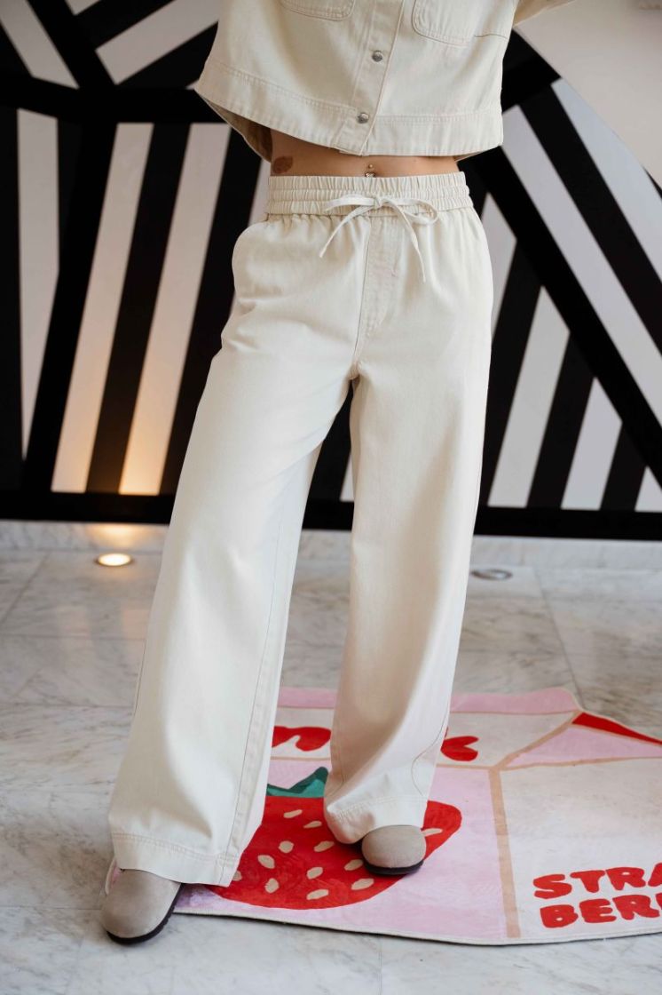ONLMAISA HW PULL-UP WIDE PANT  177935 Oatmeal