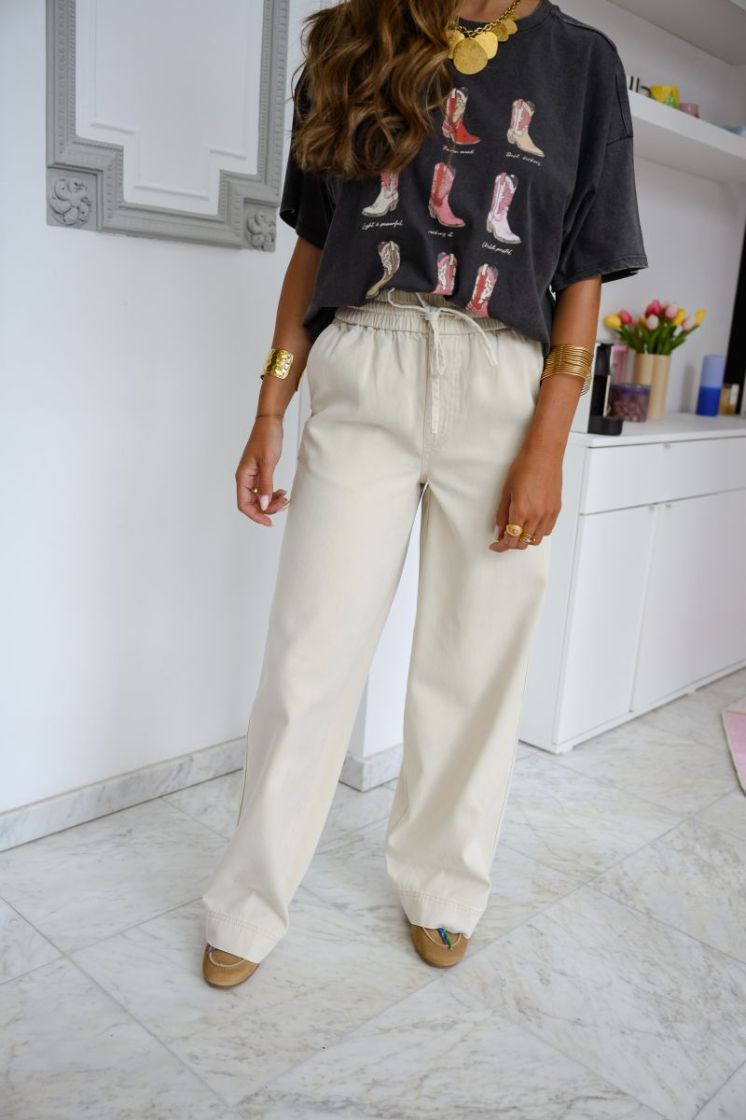 ONLMAISA HW PULL-UP WIDE PANT  177935 Oatmeal