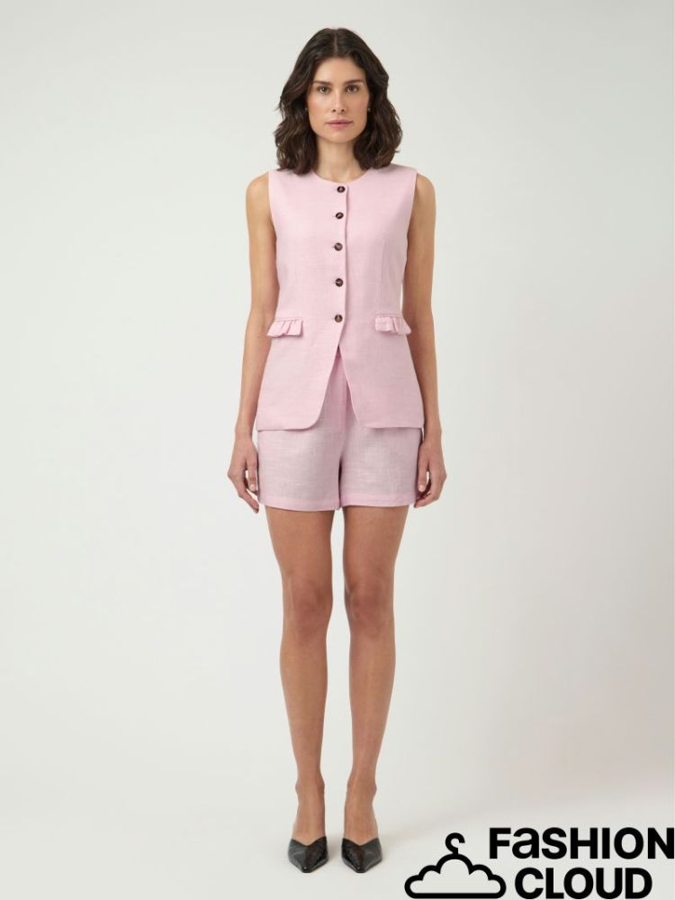 YASAGANA LINEN BLEND WAISTCOAT 285095 Pink Lad