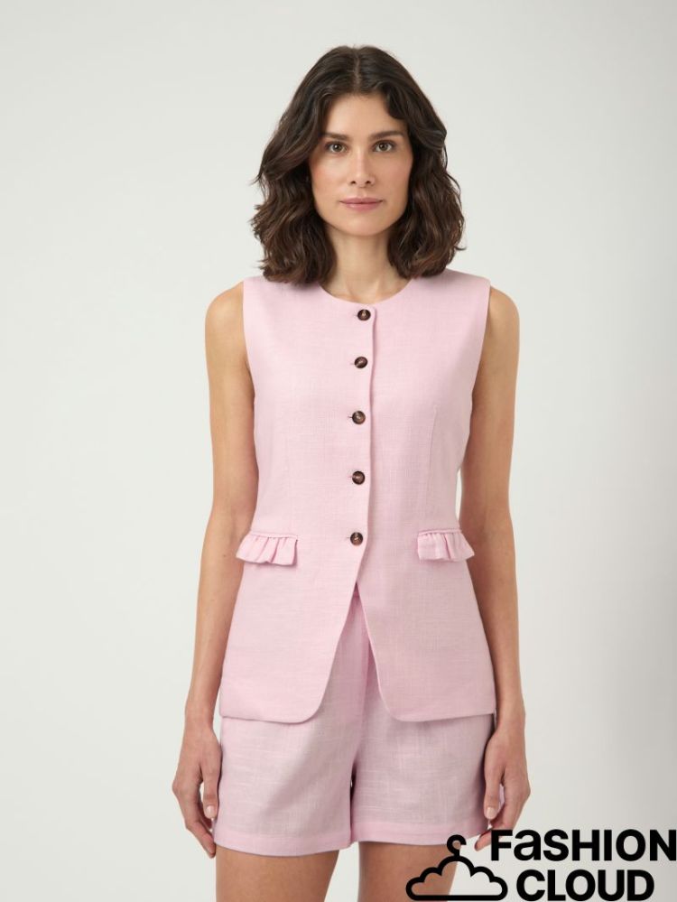 YASAGANA LINEN BLEND WAISTCOAT 285095 Pink Lad