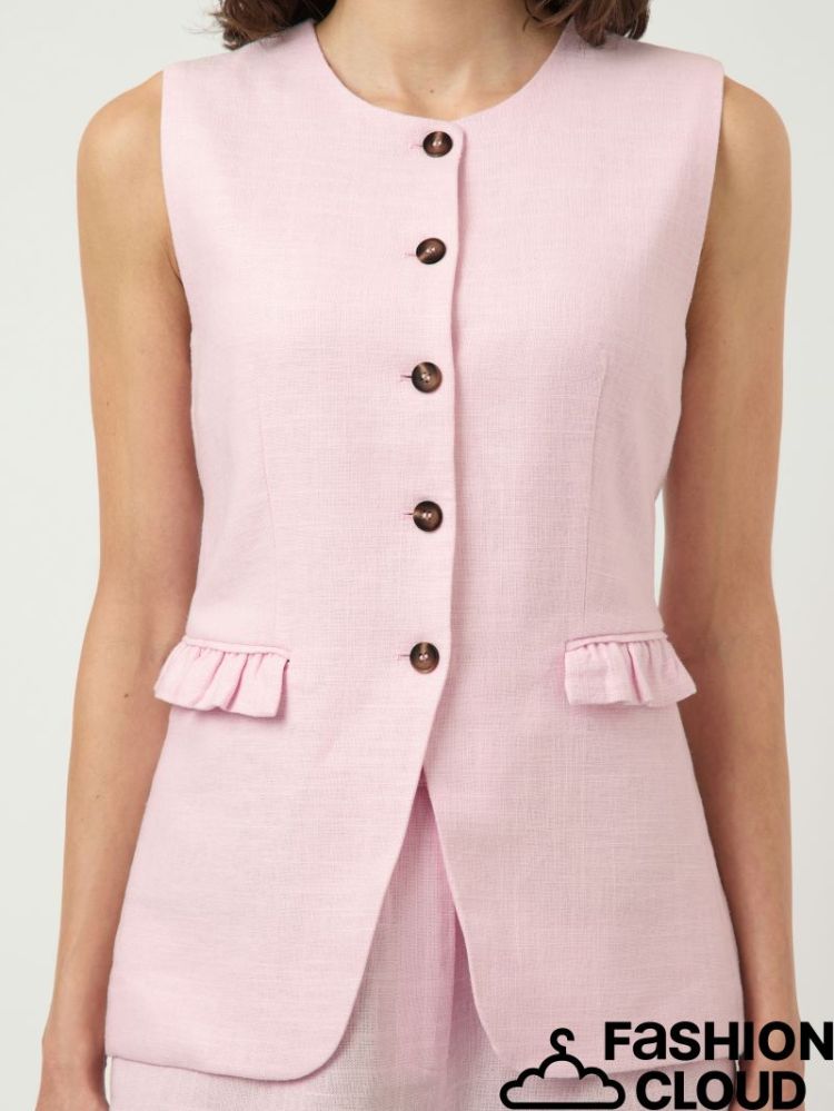 YASAGANA LINEN BLEND WAISTCOAT 285095 Pink Lad