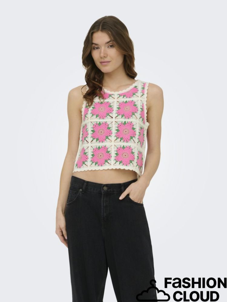 ONLEMMA SL O-NECK CROCHET TOP  180083002 Birch