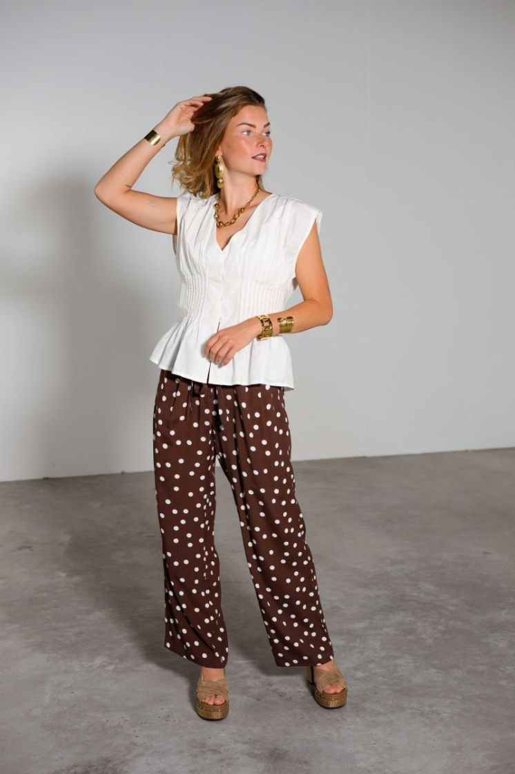 VMELISA NW WIDE TIE PANT WVN 303923002 Choco