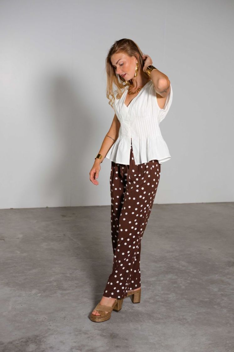 VMELISA NW WIDE TIE PANT WVN 303923002 Choco