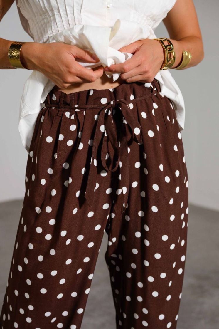 VMELISA NW WIDE TIE PANT WVN 303923002 Choco