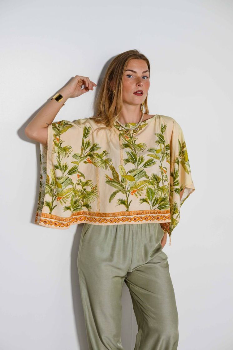 VMHEATHER LS CAPE TOP WVN EXP 300299001 Nile/