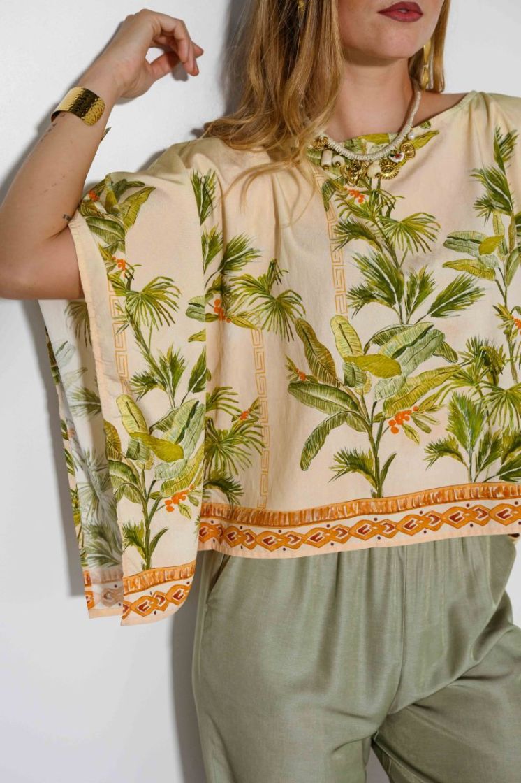 VMHEATHER LS CAPE TOP WVN EXP 300299001 Nile/