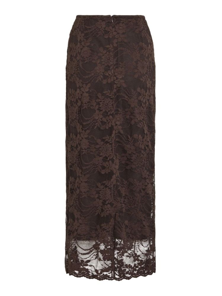 VILORNA HW LACE ANKLE SKIRT 196326 Coffee B