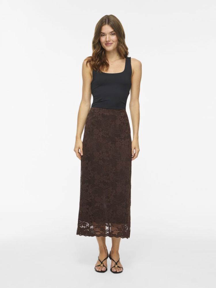 VILORNA HW LACE ANKLE SKIRT 196326 Coffee B