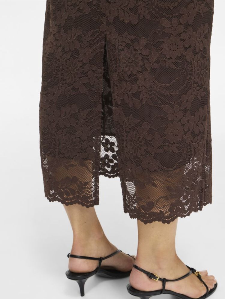 VILORNA HW LACE ANKLE SKIRT 196326 Coffee B