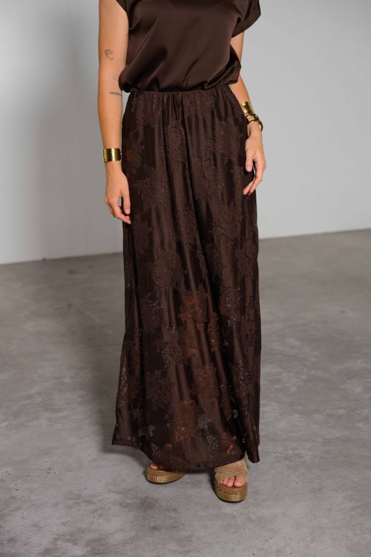 VIMAVEN LACE MAXI SKIRT 196326 Coffee B