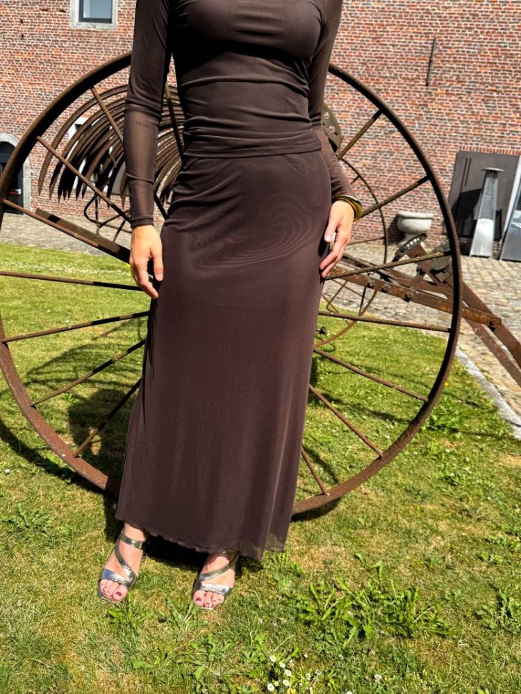JXMINNA MESH SKIRT WVN LN 176191 Demitass