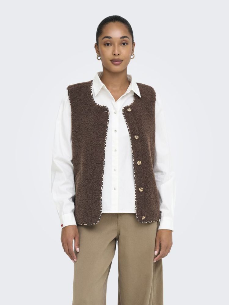 ONLBABY TEDDY VEST PNT 286415010 Choco