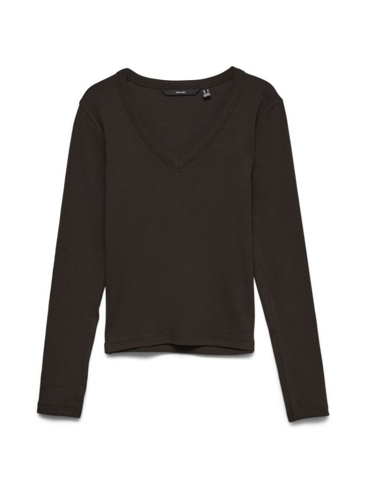 VMCHLOE LS V-NECK TOP JRS GA 297957 Chocolat