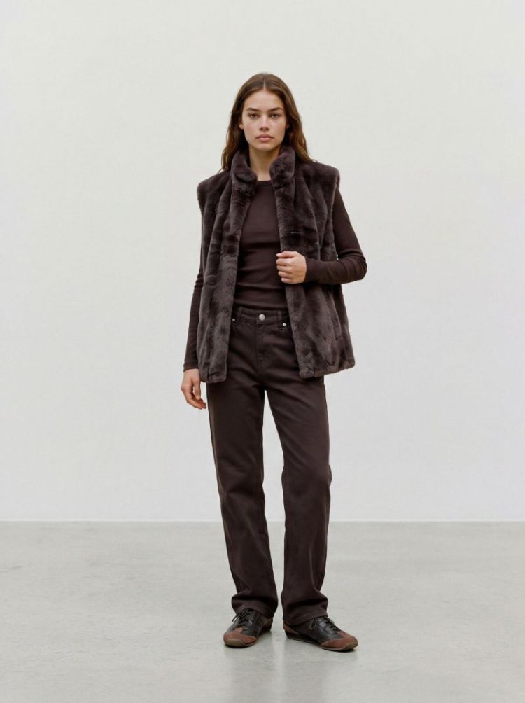 VMSONJAPOPPY FAUX FUR WAISTCOA 297957 Chocolat