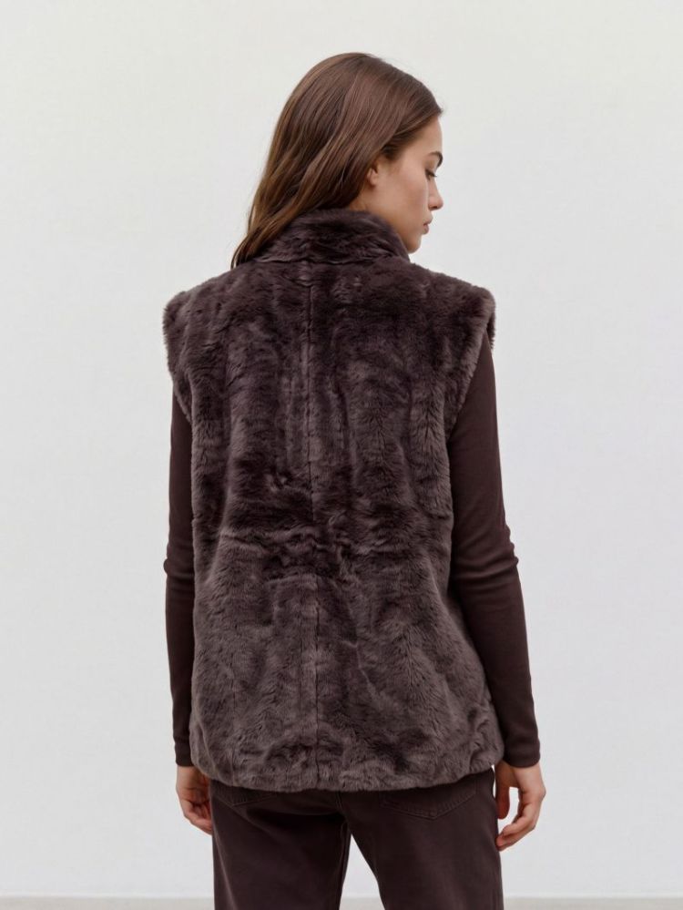 VMSONJAPOPPY FAUX FUR WAISTCOA 297957 Chocolat