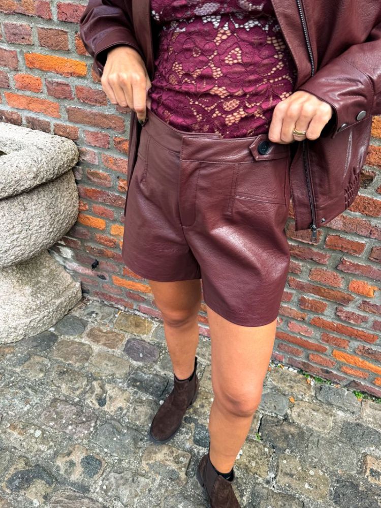 ONLJULIA FAUX LEATHER SHORTS O 199749 Rum Rais
