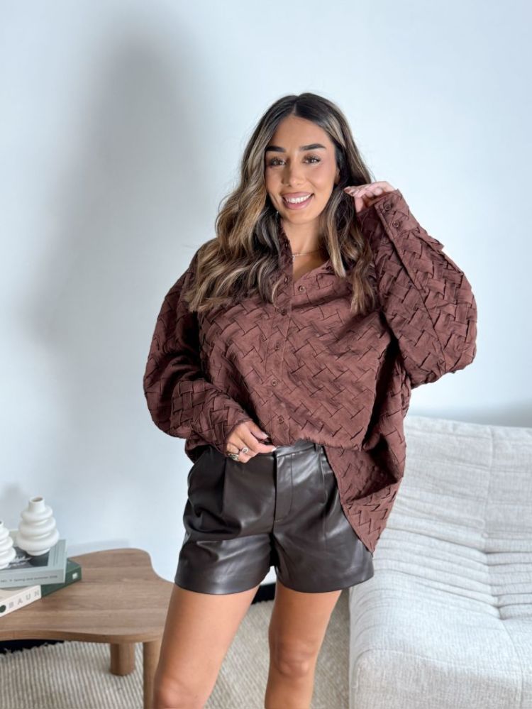 ONLSMOOTH HW FAUX LEA SHORTS C 244915 Chocolat