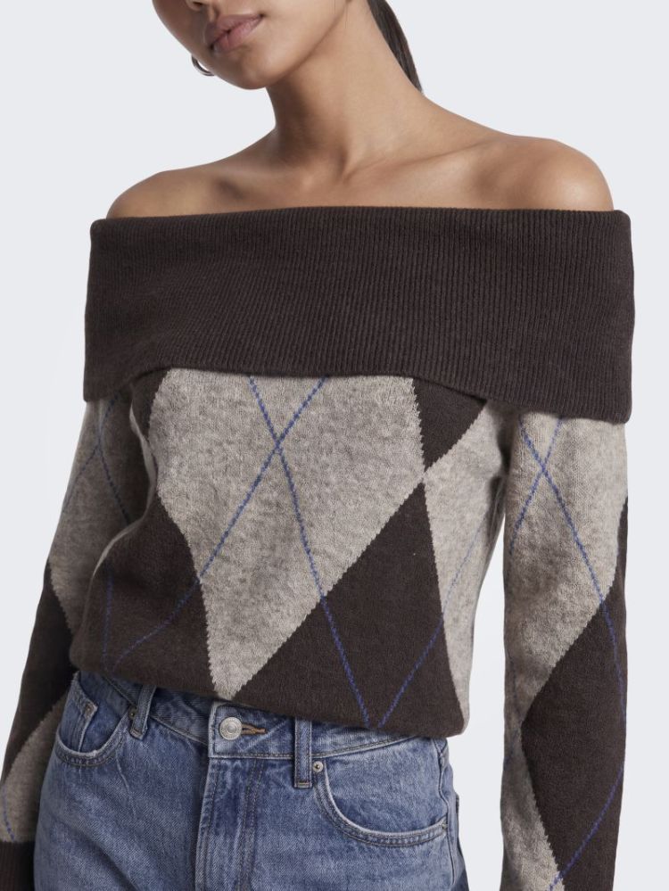 ONLALIVIA LS OFF SHOULDER KNT 237375002 Coffe