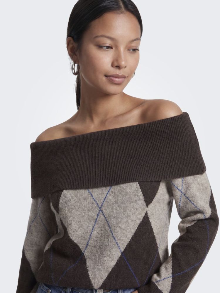 ONLALIVIA LS OFF SHOULDER KNT 237375002 Coffe