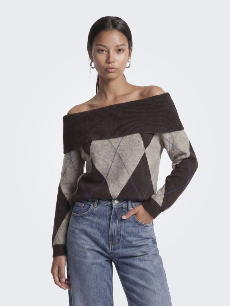 ONLALIVIA LS OFF SHOULDER KNT 237375002 Coffe