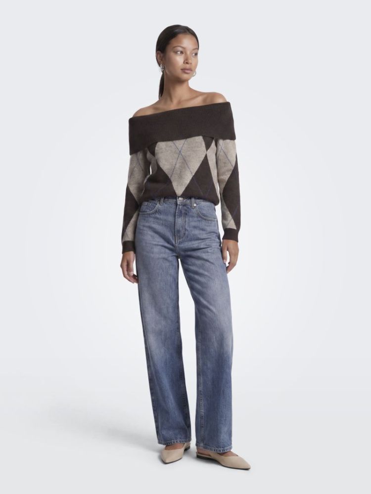 ONLALIVIA LS OFF SHOULDER KNT 237375002 Coffe