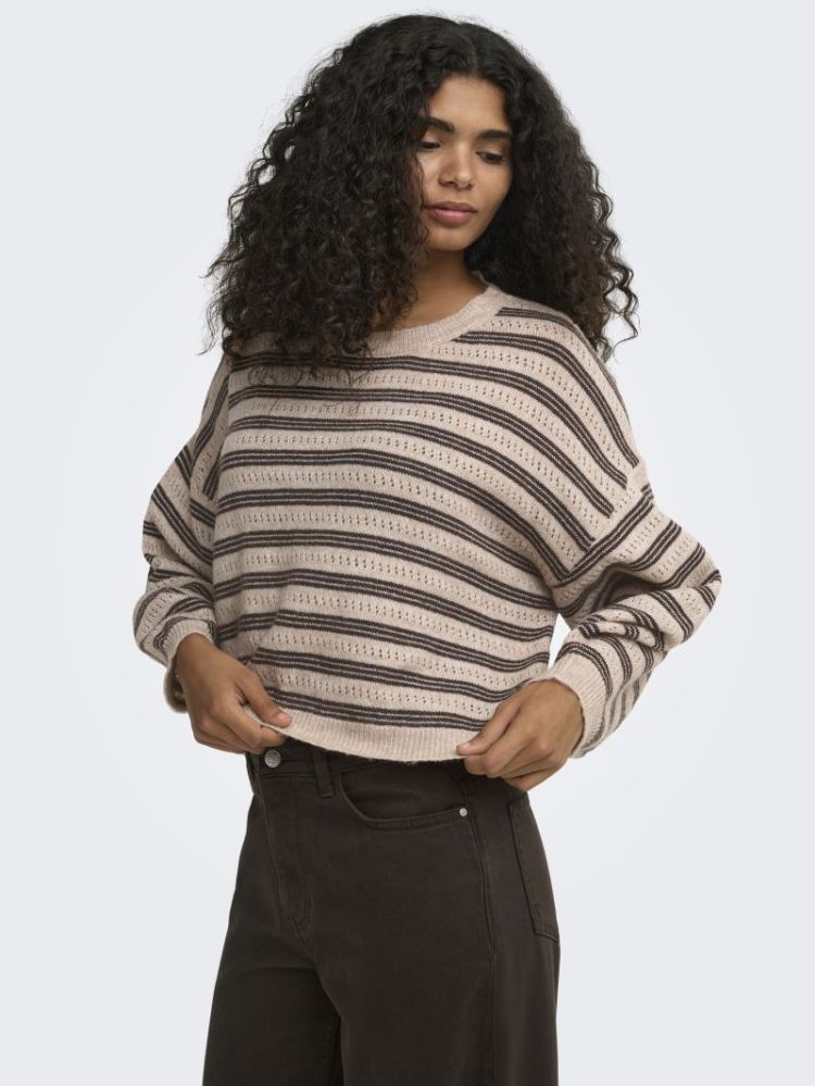 ONLMONIQUE LS LOOSE O-NECK KNT 183019001 Humus