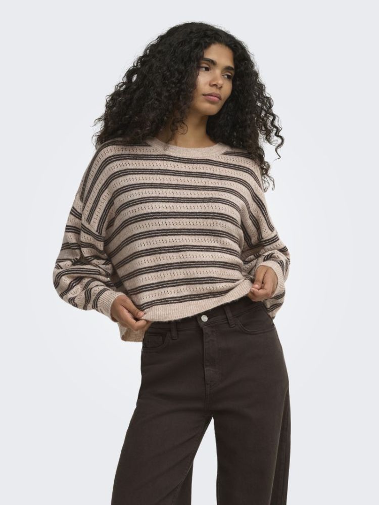 ONLMONIQUE LS LOOSE O-NECK KNT 183019001 Humus