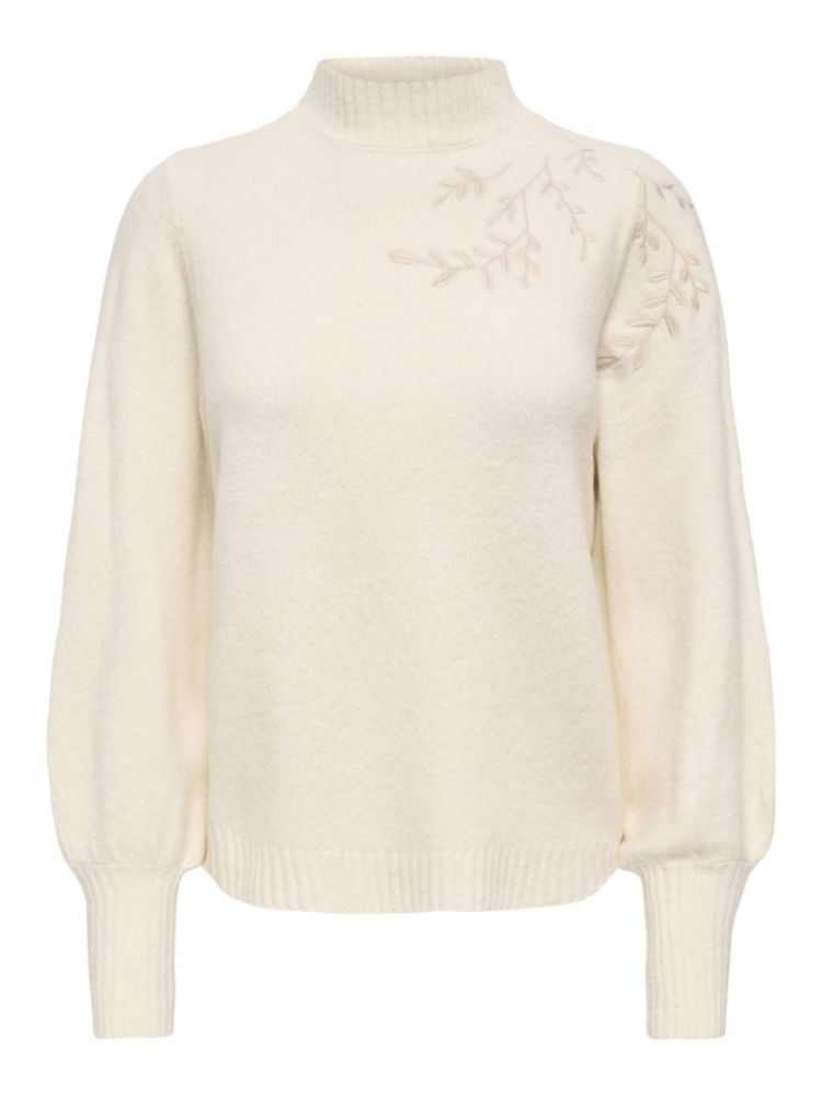 ONLBEAUTY LS HIGH NECK EMB KNT 196844001 White