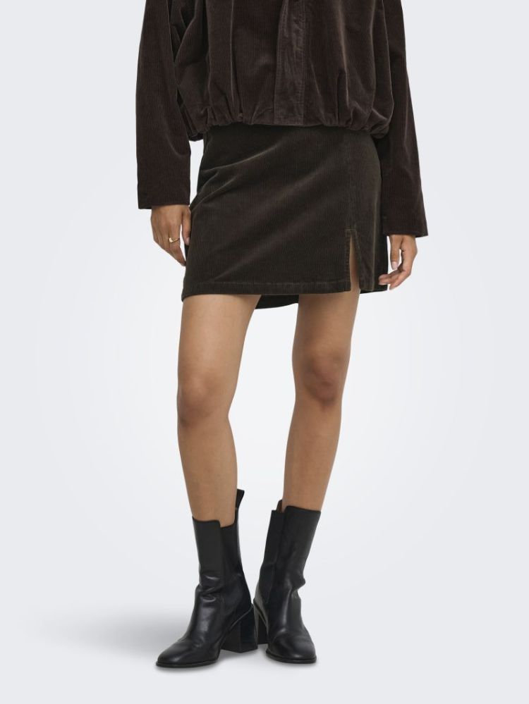 ONLFLORA HW CORD SHORT SLIT SK 237395 Chocolat