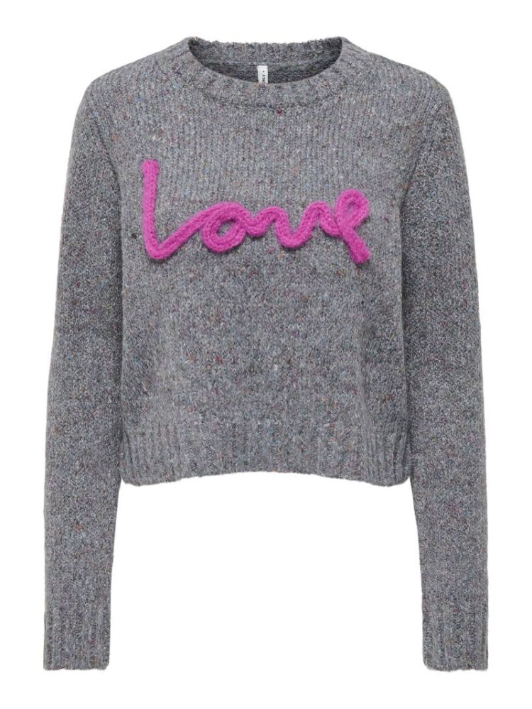 ONLSMILLA LS TEXT DETAIL O-NEC 179074005 Dark