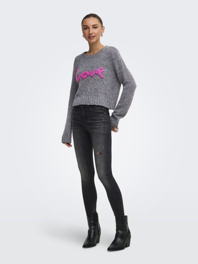 ONLSMILLA LS TEXT DETAIL O-NEC 179074005 Dark
