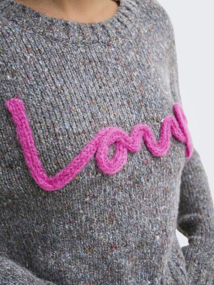 ONLSMILLA LS TEXT DETAIL O-NEC 179074005 Dark