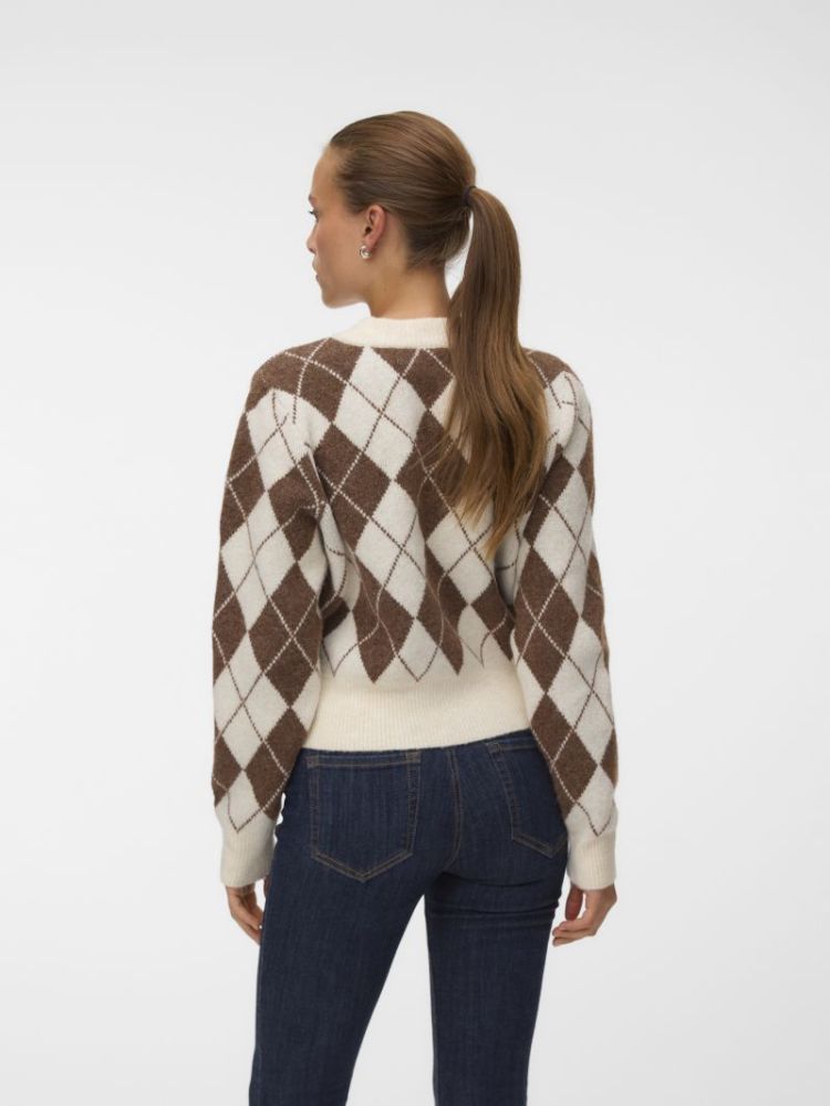 VMHALO LS O-NECK ARGYLE CARDIG 222913004 Birch