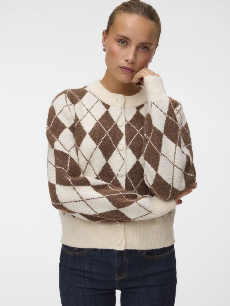 VMHALO LS O-NECK ARGYLE CARDIG 222913004 Birch
